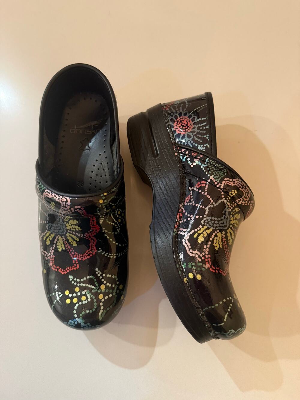 Dansko Professional Dotted Floral Clogs size 38